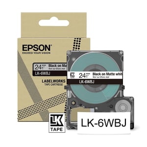 Afbeelding van Epson LK-6WBJ matte tape zwart op wit 24 mm (origineel)