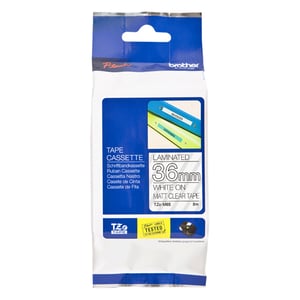 Afbeelding van Brother TZe-M65 tape mat wit op transparant 36mm x 8m (origineel)