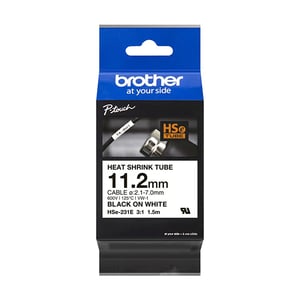 Afbeelding van Brother HSe-231E krimpkous tape zwart op wit 12 mm (origineel)