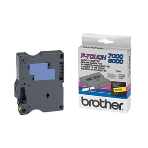 Afbeelding van Brother TX-621 tape zwart op geel 9mm x 15m (origineel)