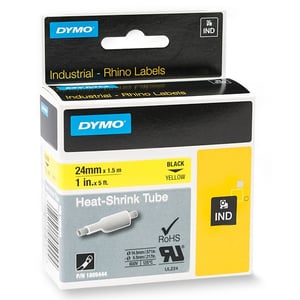 Afbeelding van DYMO 1805444 IND Rhino tape krimpkous zwart op geel 24mm (origineel)