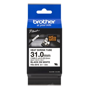 Afbeelding van Brother HSe-261E krimpkous tape zwart op wit | 31 mm x 1,5 m (origineel)